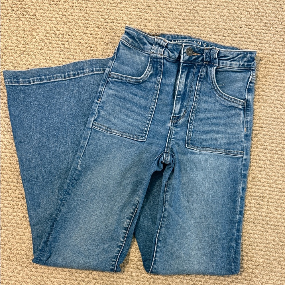 American Eagle Outfitters Wide Leg Blue Denim Jeans